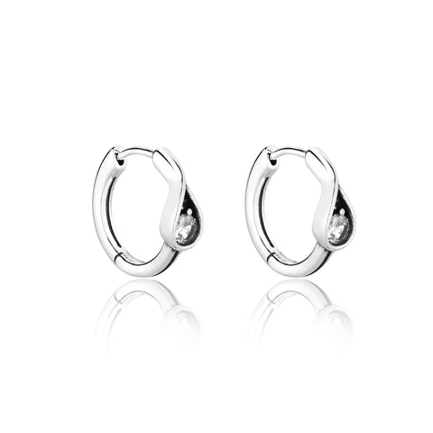 Argola Brinco em Prata 925 Gota de Click Feminina Básica