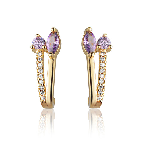 Brinco Ear Hook com Zircônias Gold 18K
