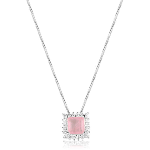 Colar Lola Quadrado em Prata com Zircônia Fusion e Cristal.
