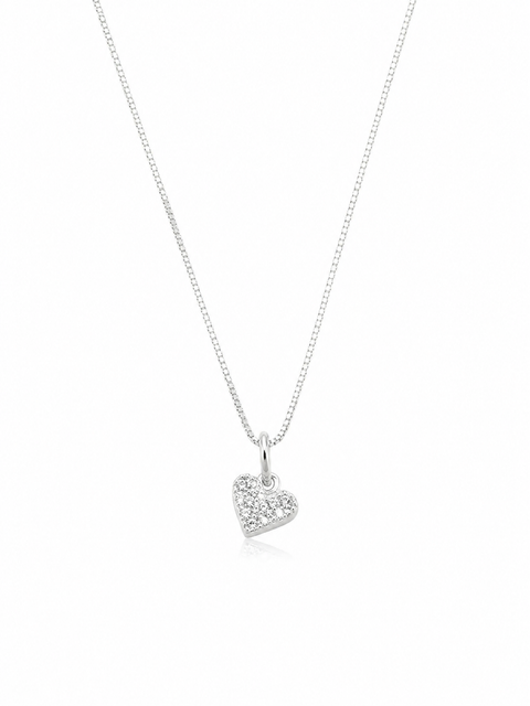 Colar Feminino Prata 925 Pingente Coração Cravejado Com Zircônias