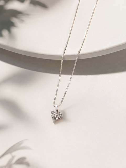 Colar Feminino Prata 925 Pingente Coração Cravejado Com Zircônias