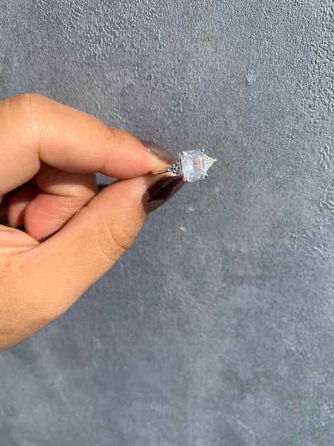 Anel Prata 925 Formatura Noivado Cristal Zircônia Feminino