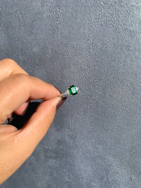 Anel Prata 925 Formatura Esmeralda Verde Zircônia Feminino