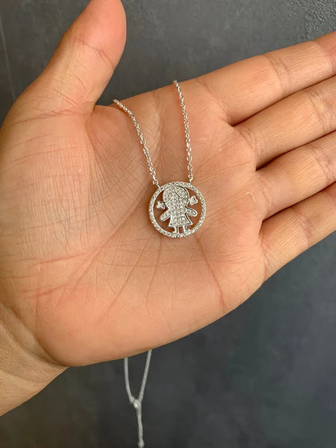 Colar de Prata Menina com Zircônias