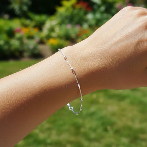 Pulseira de Prata 19mm Veneziana com Bolinhas 18,50cm