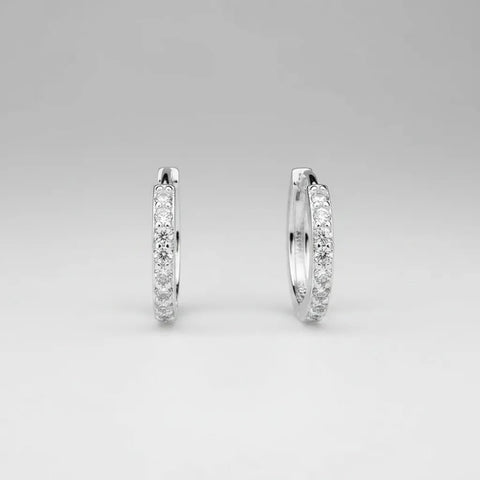 Brinco de Prata Argola Click com Pedras Zircônia