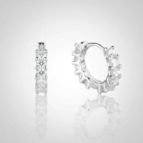 Brinco Argola Prata de Lei 925 1º ou 2º Furo Luxo Zircônias
