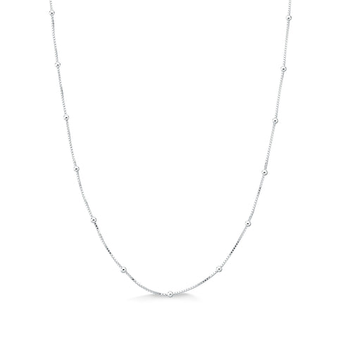 Corrente de Prata 0,12mm Veneziana com Bolinhas 40cm