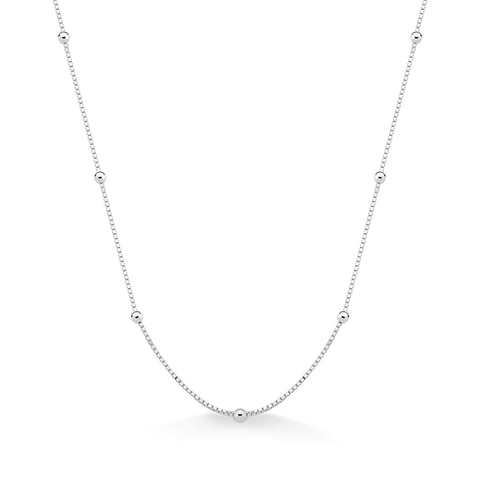 Corrente de Prata 0,19mm Veneziana com Bolinhas 45cm