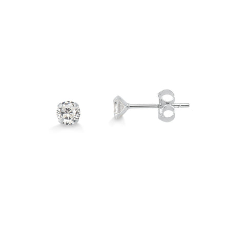 Brinco de Prata Ponto de Luz com Zircônia Cristal 4mm