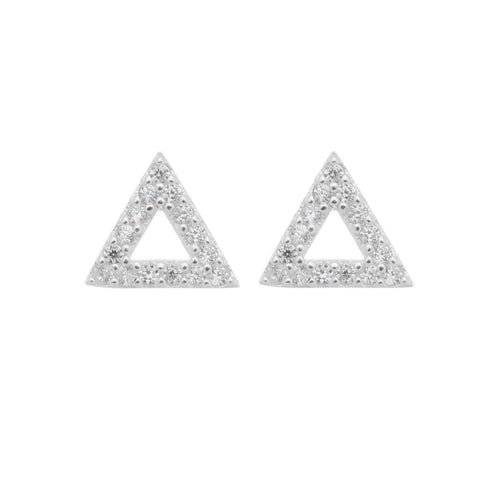 Brinco de Prata Triangulo em Zircônias