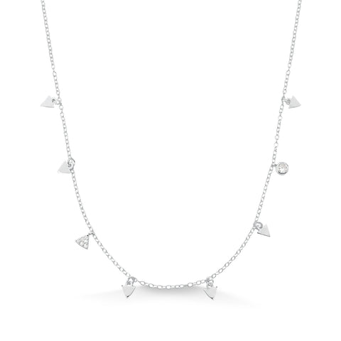 Choker em Prata com Ponto de Luz e Triângulos em Zircônia Cristal