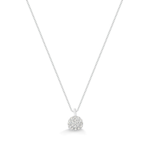Colar de Prata com Pingente Botão em Zircônia Cristal